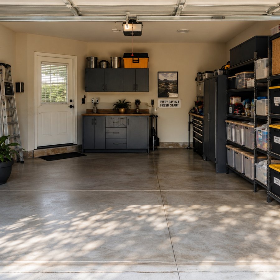 Garage after hoarding cleanup