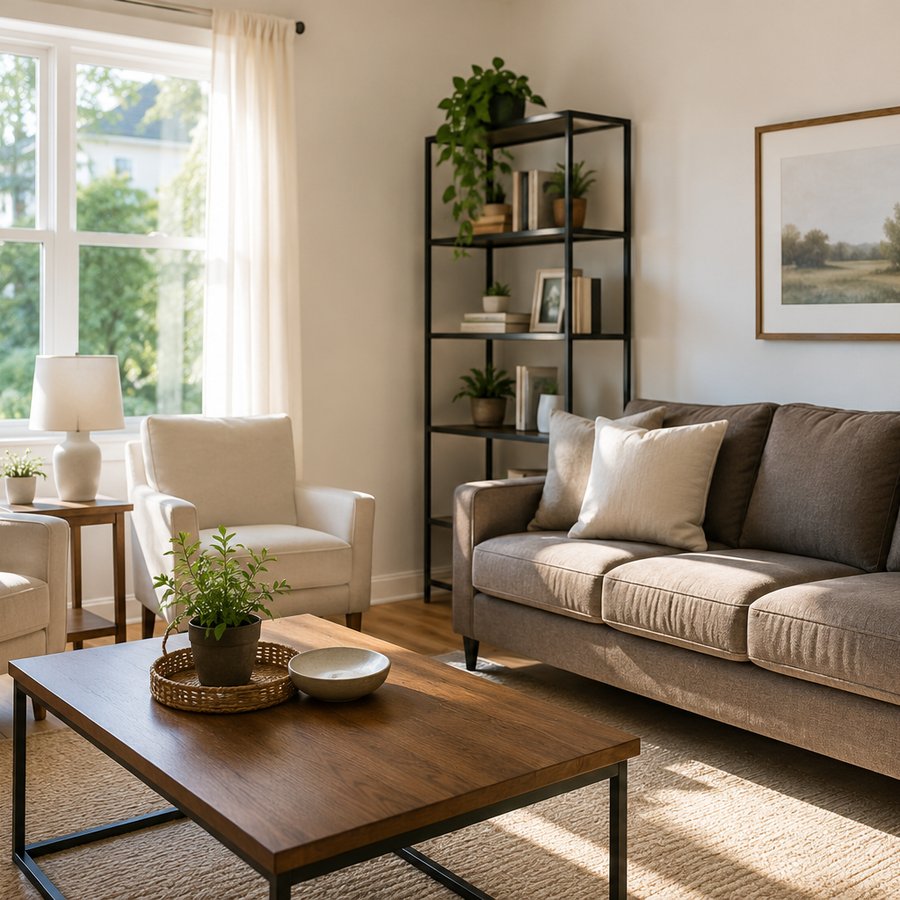 Living room after hoarding cleanup